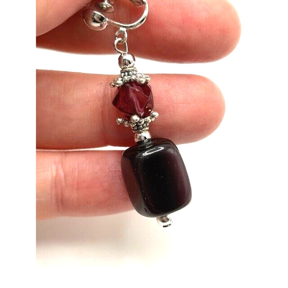 Vintage Grape Purple Glass Beaded Necklace & Drop Earrings Set - Picture 8 of 12